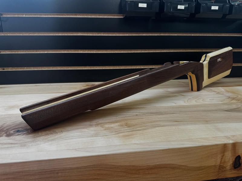 Walnut, maple and wenge F-TR rifle stock