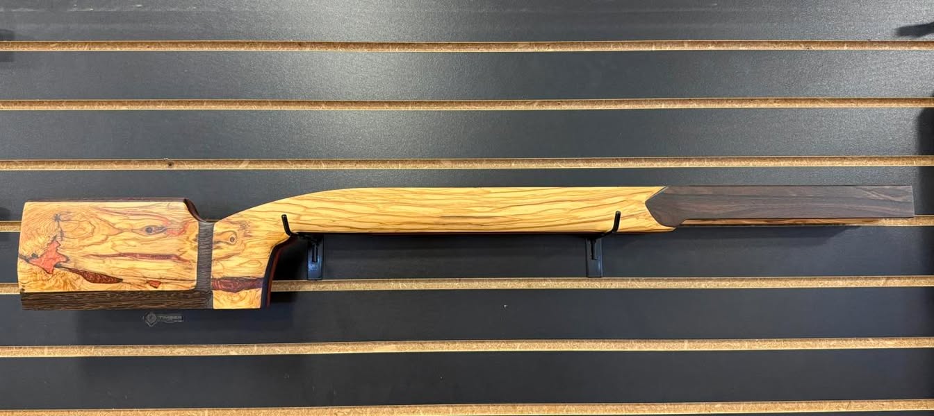 Ziricote, olive wood, wenge and padauk rifle stock